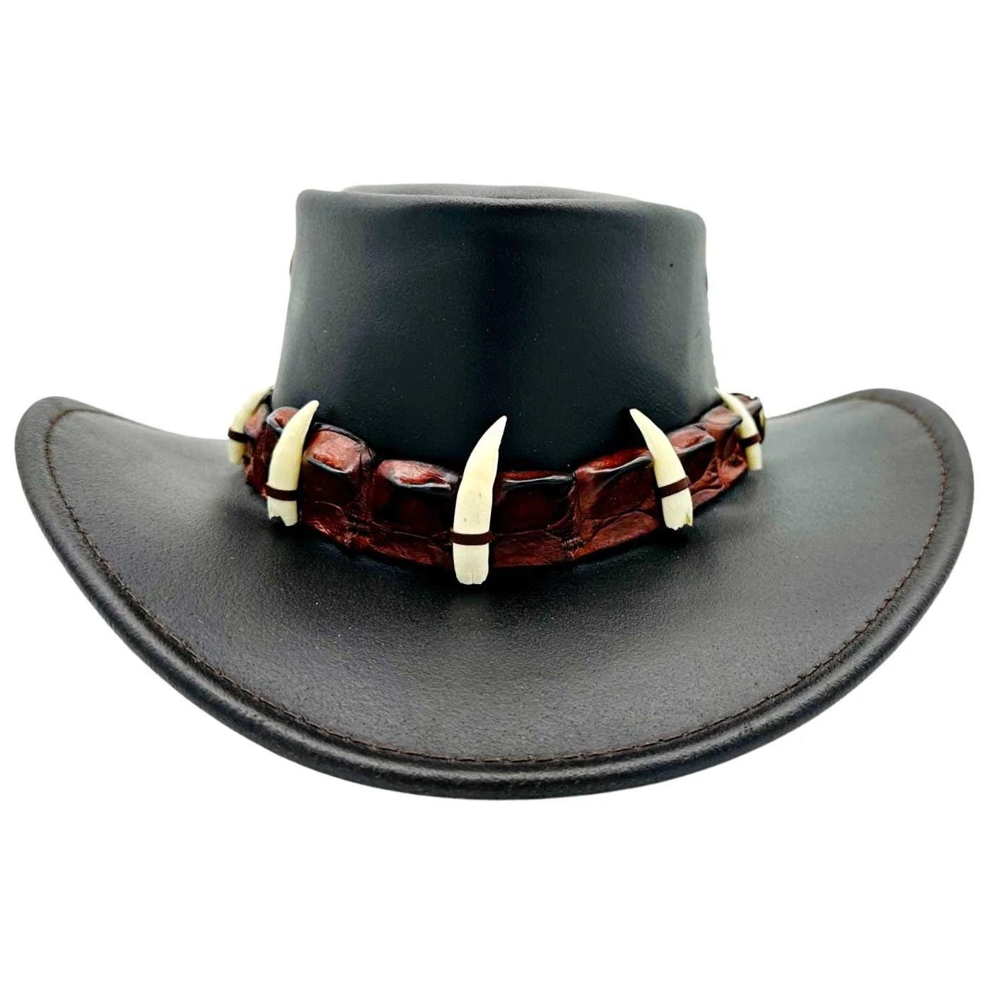 Australian lederhut made of cowhide, including chin band and croced hat band with high UV protection for men's children | brown