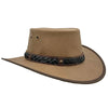 Australian lederhut made of cowhide, including chin band and croced hat band with high UV protection for men's children | brown