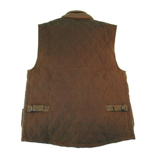 Feeded winter outdoor vest with a checkered inner lining and shawl collar in size S