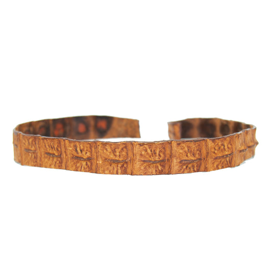 Real crocodile leather hat band in Tobacco