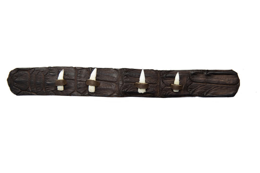 Real crocodile leather hat band with teeth in brown and Tobacco