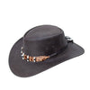 Australian lederhut made of cowhide, including chin band and croced hat band with high UV protection for men's children | brown