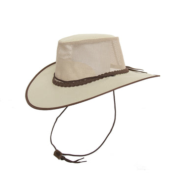 Outdoor summer hat in nylon canvas with network super light and airy including chin strap waterproof with UV protection for men's children | beige