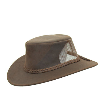 Cowboy children's hat made of leather with curved clamp | All -weather protection for the head and face