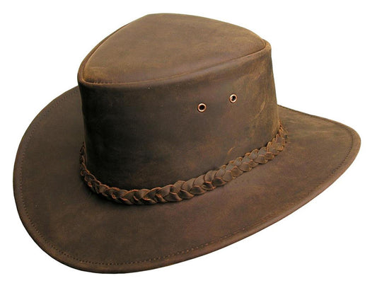 Cowboy children's hat made of leather with curved clamp | All -weather protection for the head and face