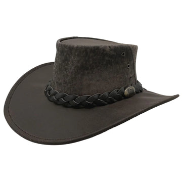 Australian lederhut made of cowhide, including chin band and croced hat band with high UV protection for men's children | brown