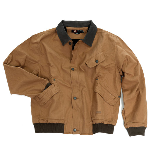 Leisure jacket Bomber Blouson Jacket with leather collar and zipper in Loden and Khaki