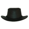 Cowboy children's hat made of leather in black and brown with curved clamp