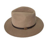 Crumpleable wool felt hat for women and men with leather hat band and logo