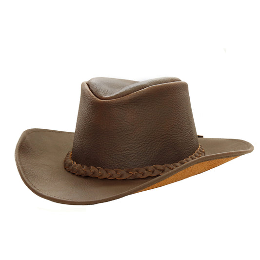 Cowboy leather hat for women and gentlemen with formable brim in brown and black