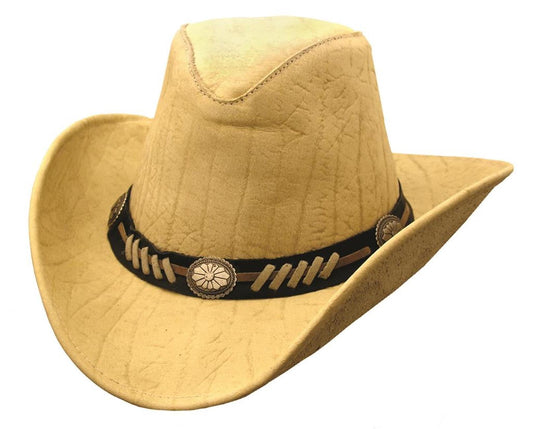 Cowboy leather hat for women and men with formable creme in black and beige