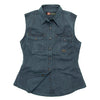 Outdoor women's blouse jack-sleeved vest with push buttons