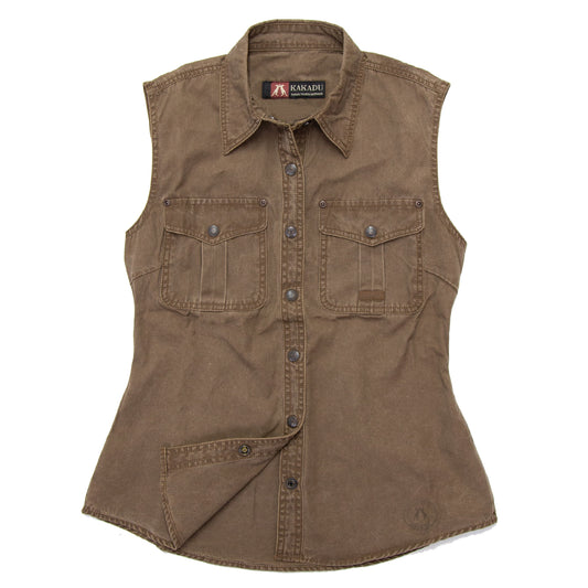 Outdoor women's blouse jack-sleeved vest with push buttons