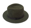 Crumplable wool felt hat for women and men with a two-colored leather hat band