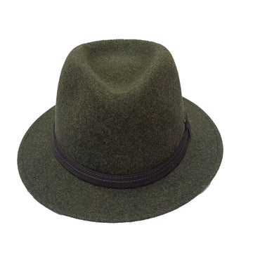 Crumplable wool felt hat for women and men with a two-colored leather hat band