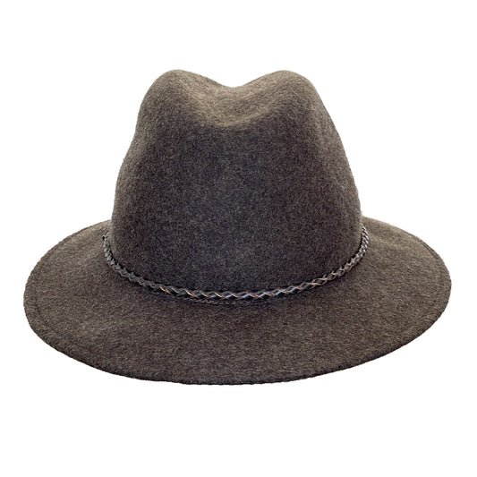 Crumplable wool felt hat for women and men with a two-colored leather hat band