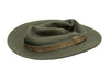 Crumplable wool felt hat for women and men with a two-colored leather hat band