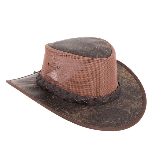 Australian lederhut made of cowhide, including chin band and croced hat band with high UV protection for men's children | brown