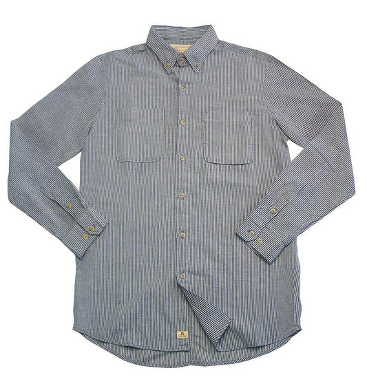 Slim Fit Hemd- Oberhemd Stuart aus leichtem Baumwoll-Leinen in blau-gestreift - OUT OF AUSTRALIA | Kakadu Traders Australia