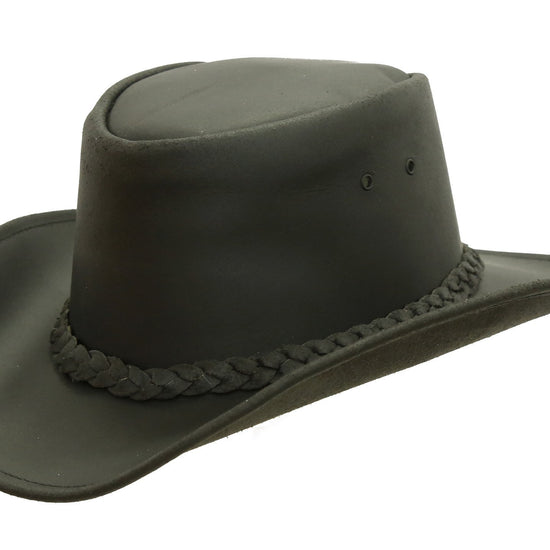 Western | Cowboy | Lederhut Portland mit hohem Block und formbarer Krempe - OUT OF AUSTRALIA | Kakadu Traders Australiaaustralien-hut australische-hüte cowboy-hut leder-hut känguru-hut leder-hut für männer leder-hut für frauen wetter-hut wasserabweisend hut kopfbedeckung freizeit-hut jagd Jagd-hut echter-cowboy-hut leder-hut angel-hut wander-hut